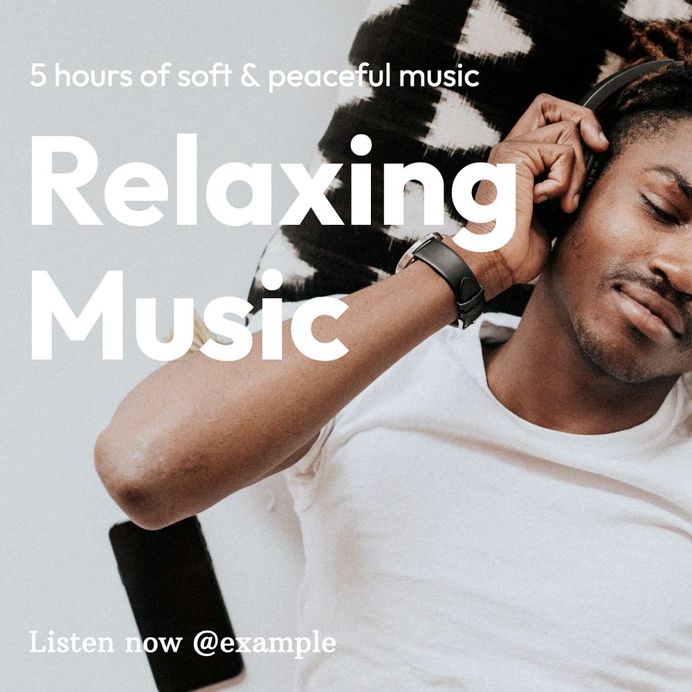 Relaxing music  Instagram post template, editable text