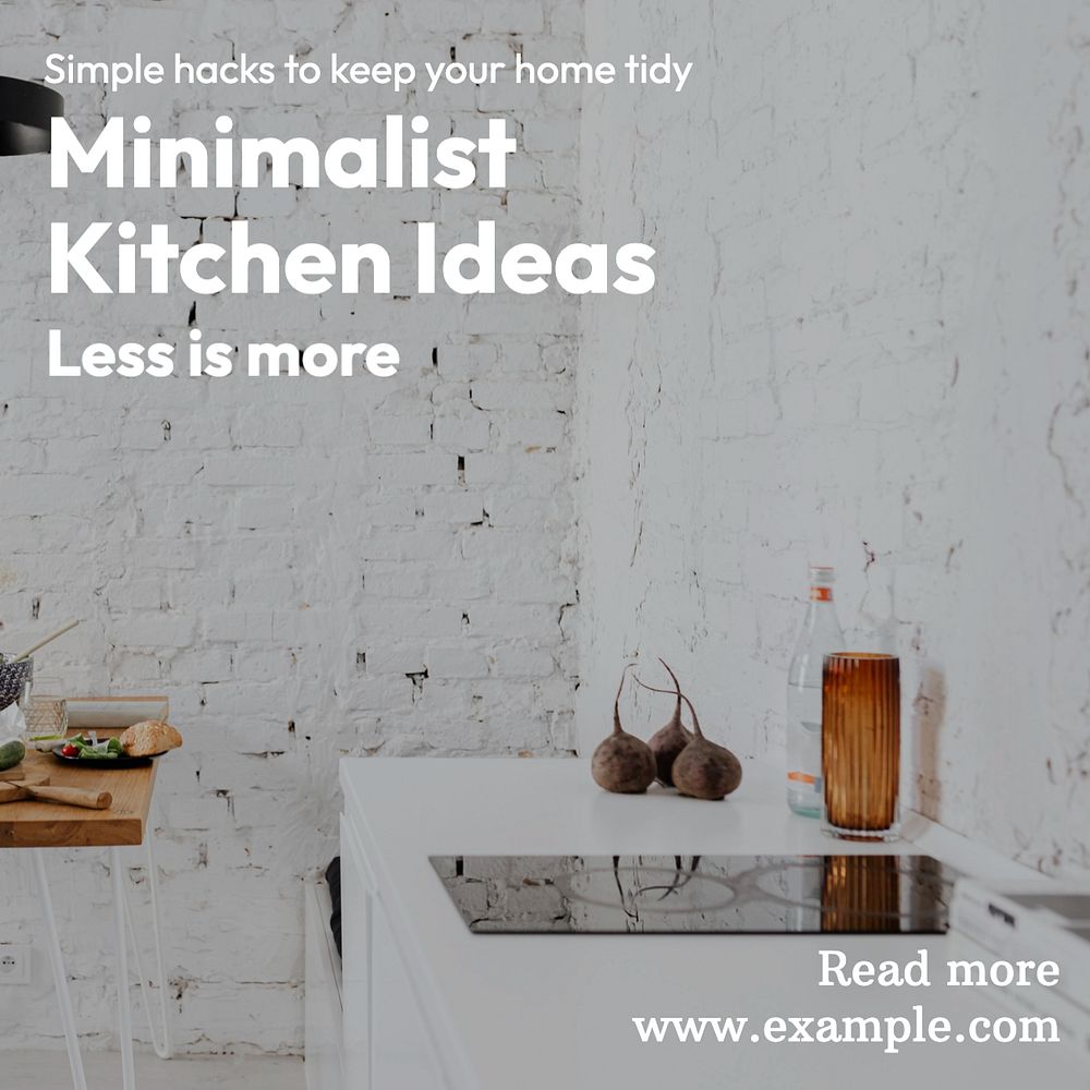 Kitchen interior Instagram post template, editable text