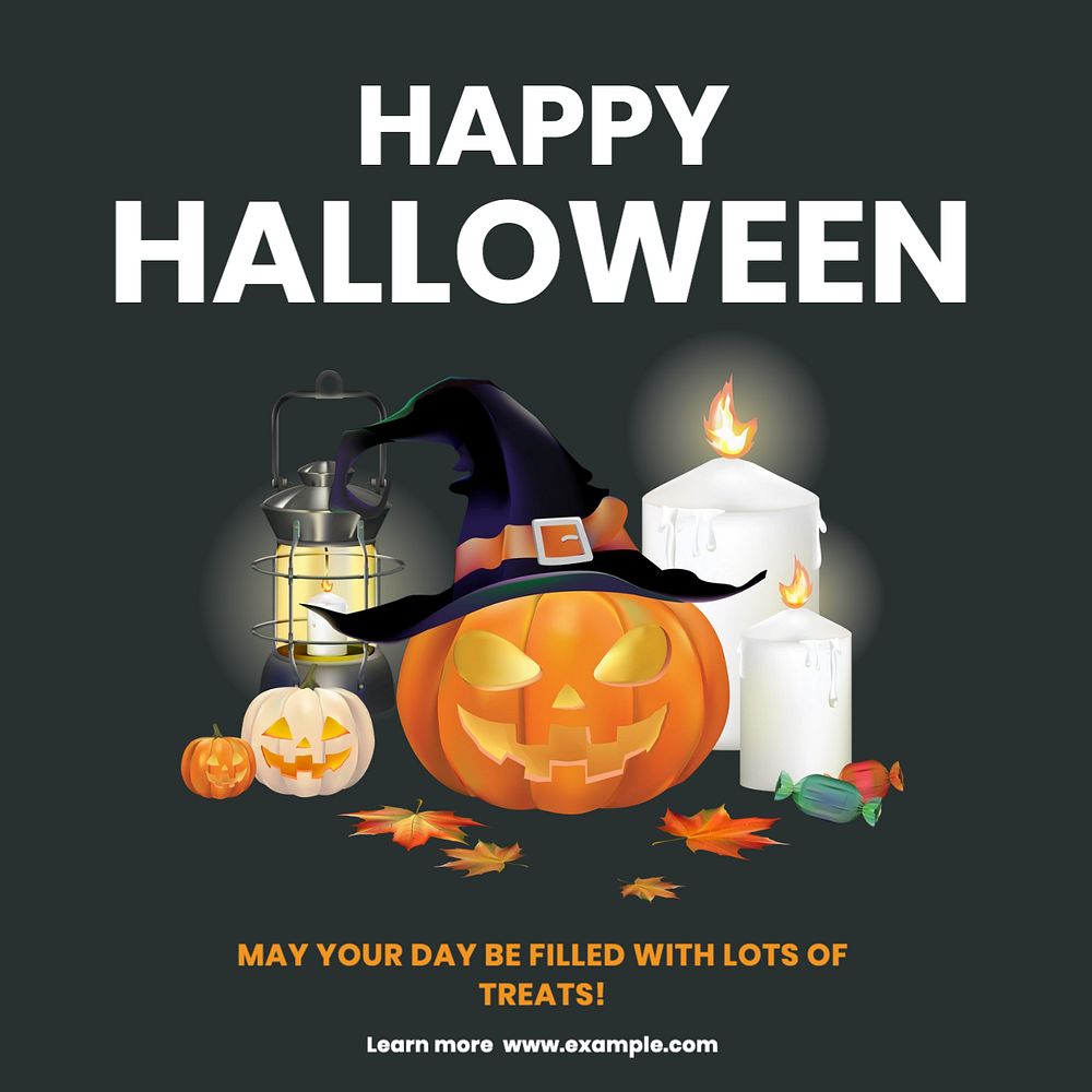 Happy halloween Instagram post template, editable text