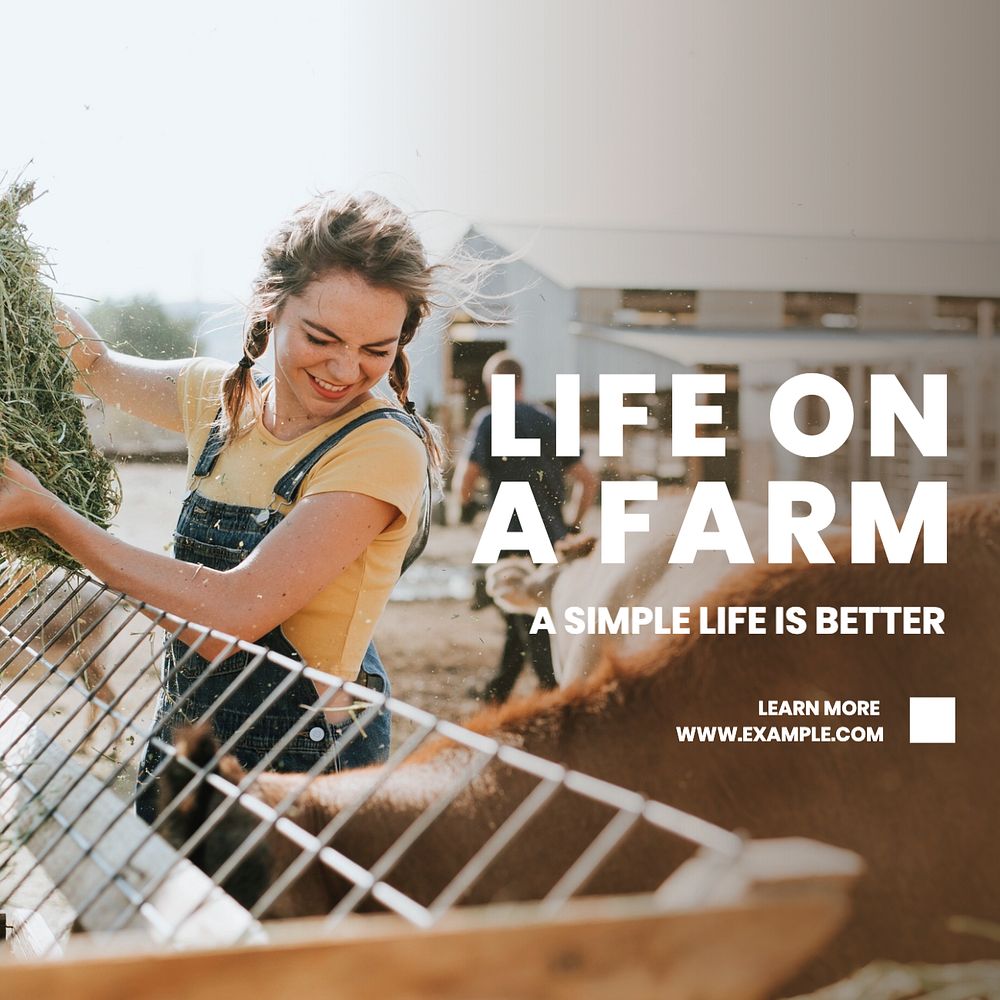 Farm life  Instagram post template, editable text