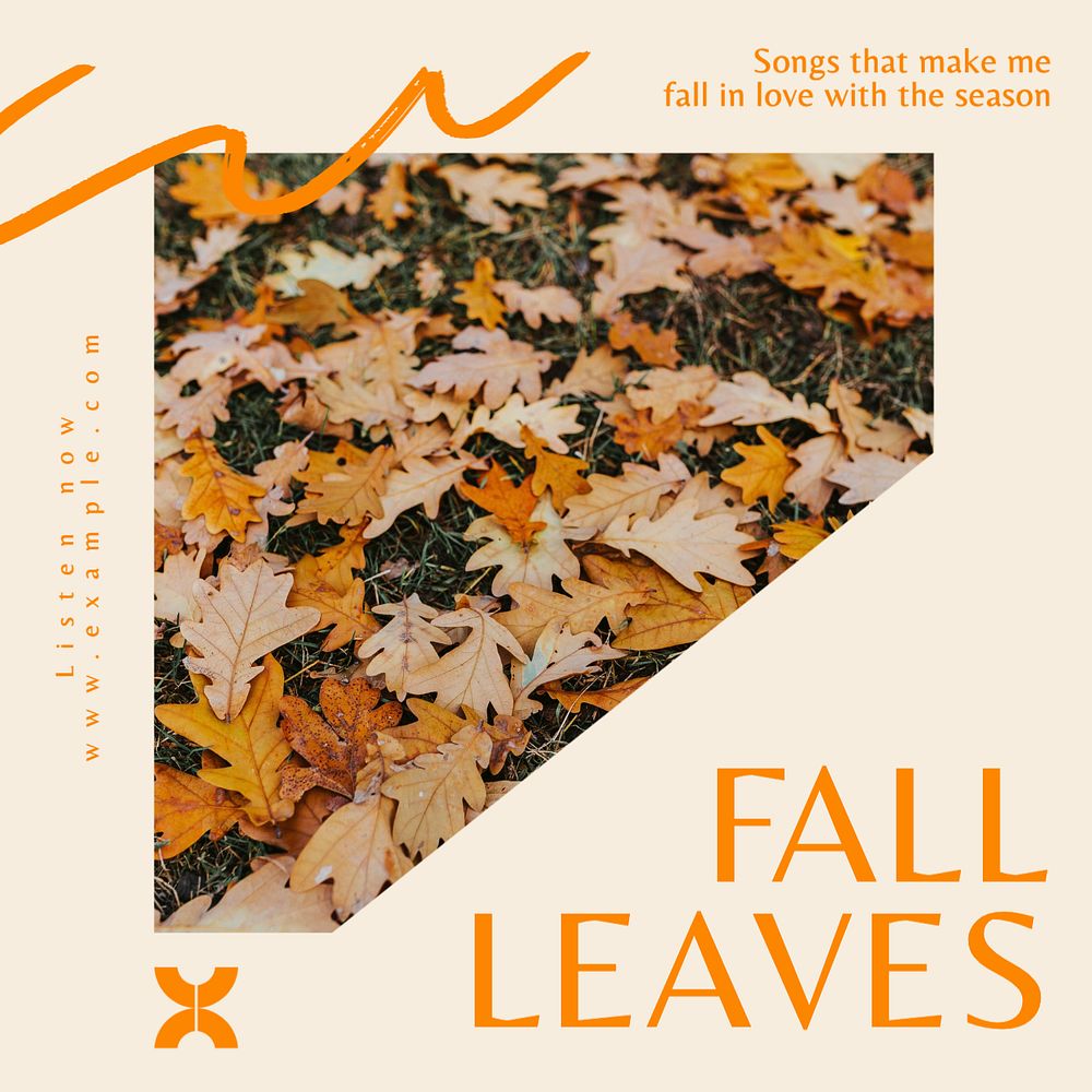 Fall playlist Instagram post template, editable text