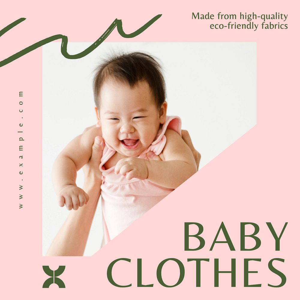 Baby clothes Instagram post template, editable text