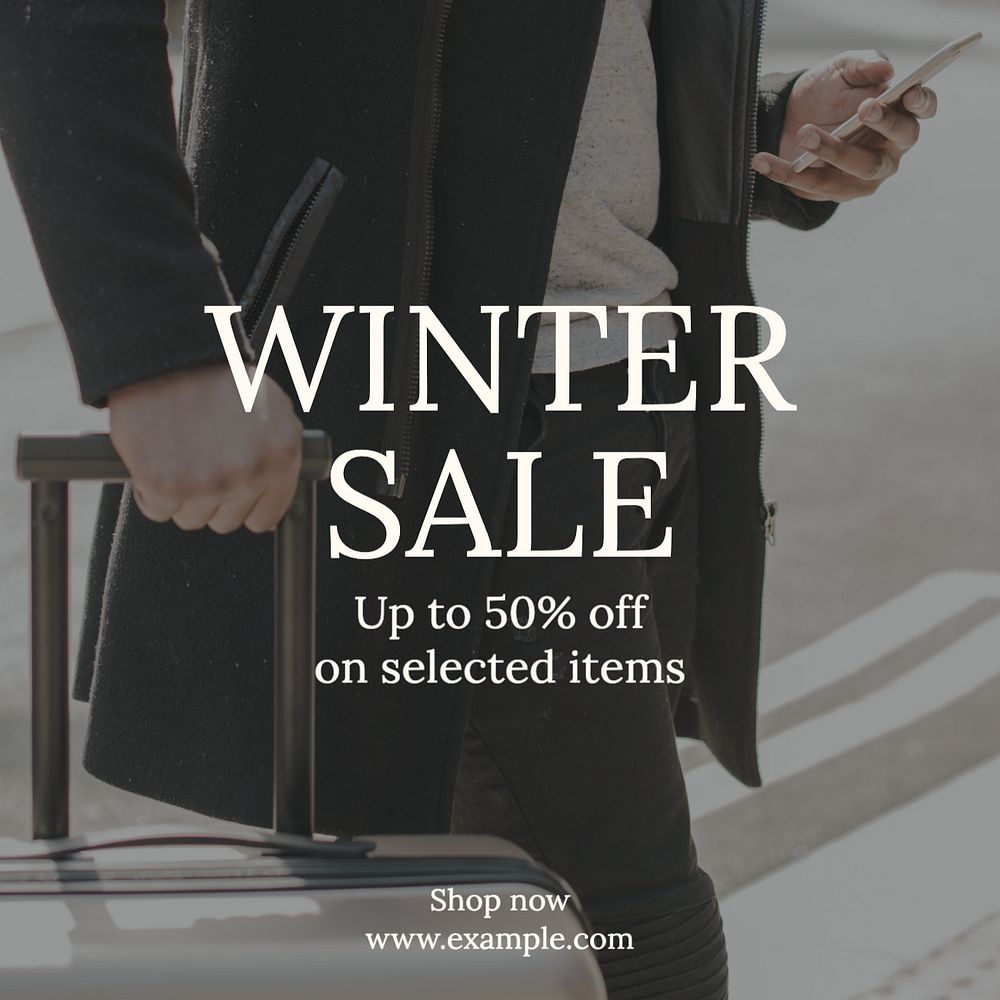 Winter sale  Instagram post template, editable text