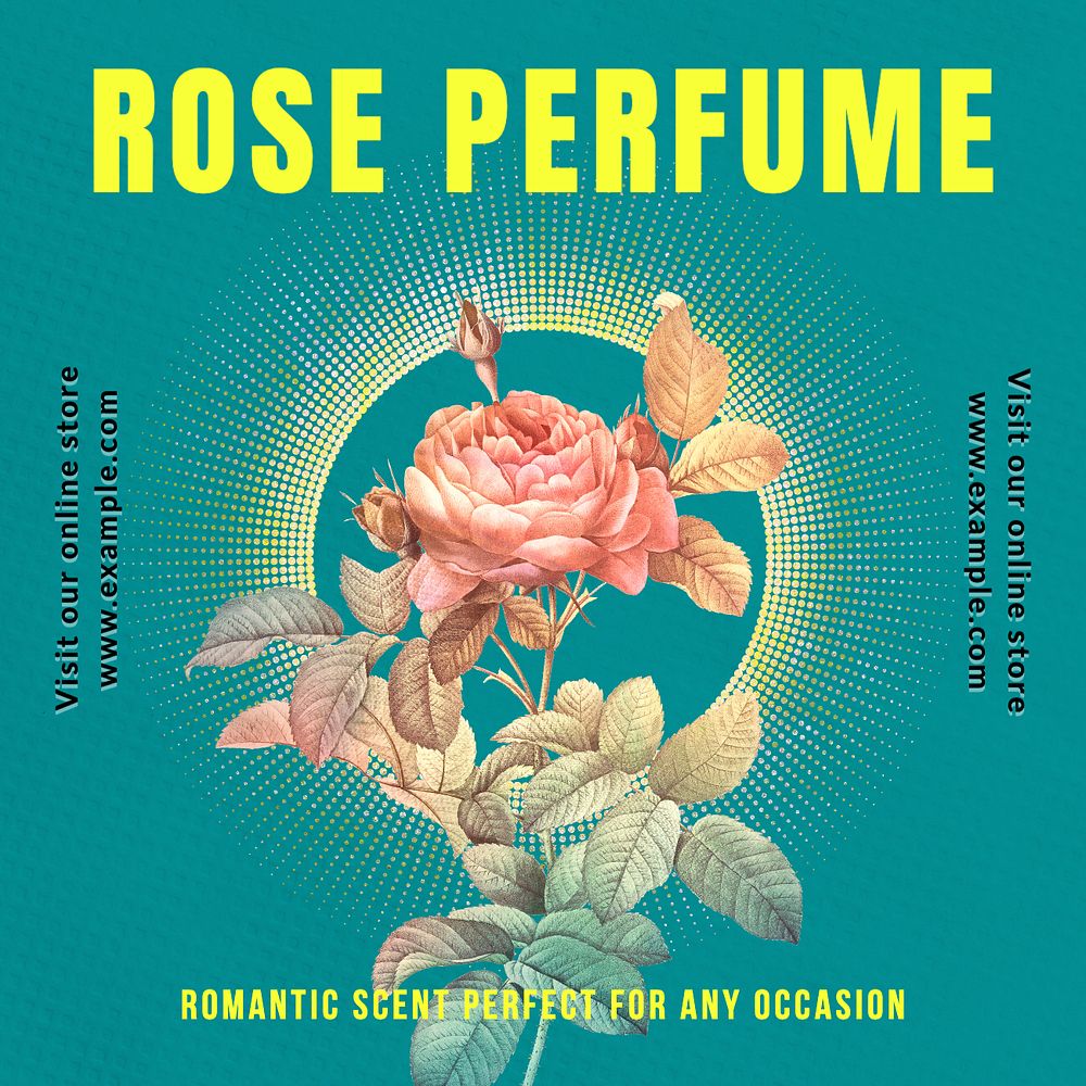 Rose perfume Instagram post template, editable text