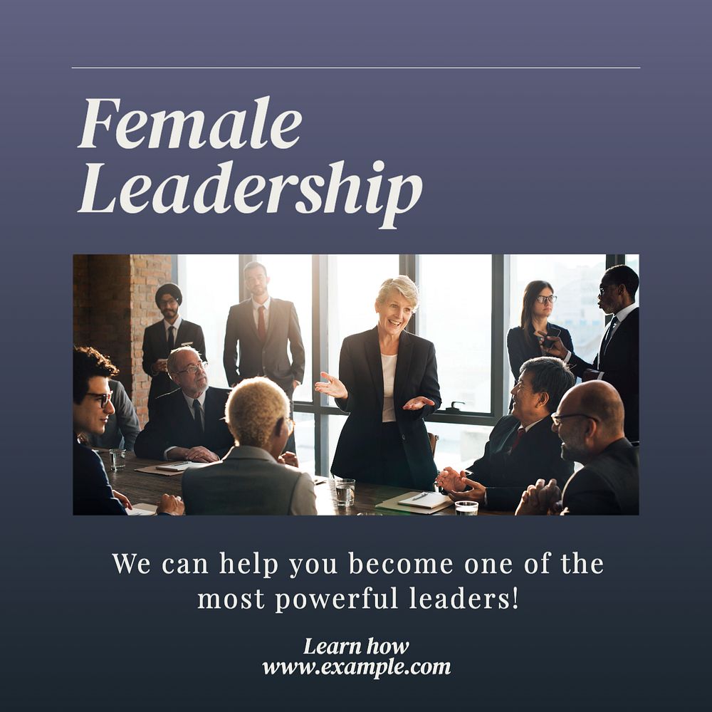 Female leadership Instagram post template, editable text