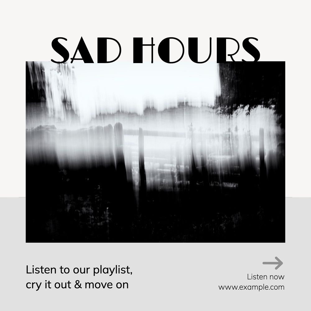 Sad songs Instagram post template, editable text