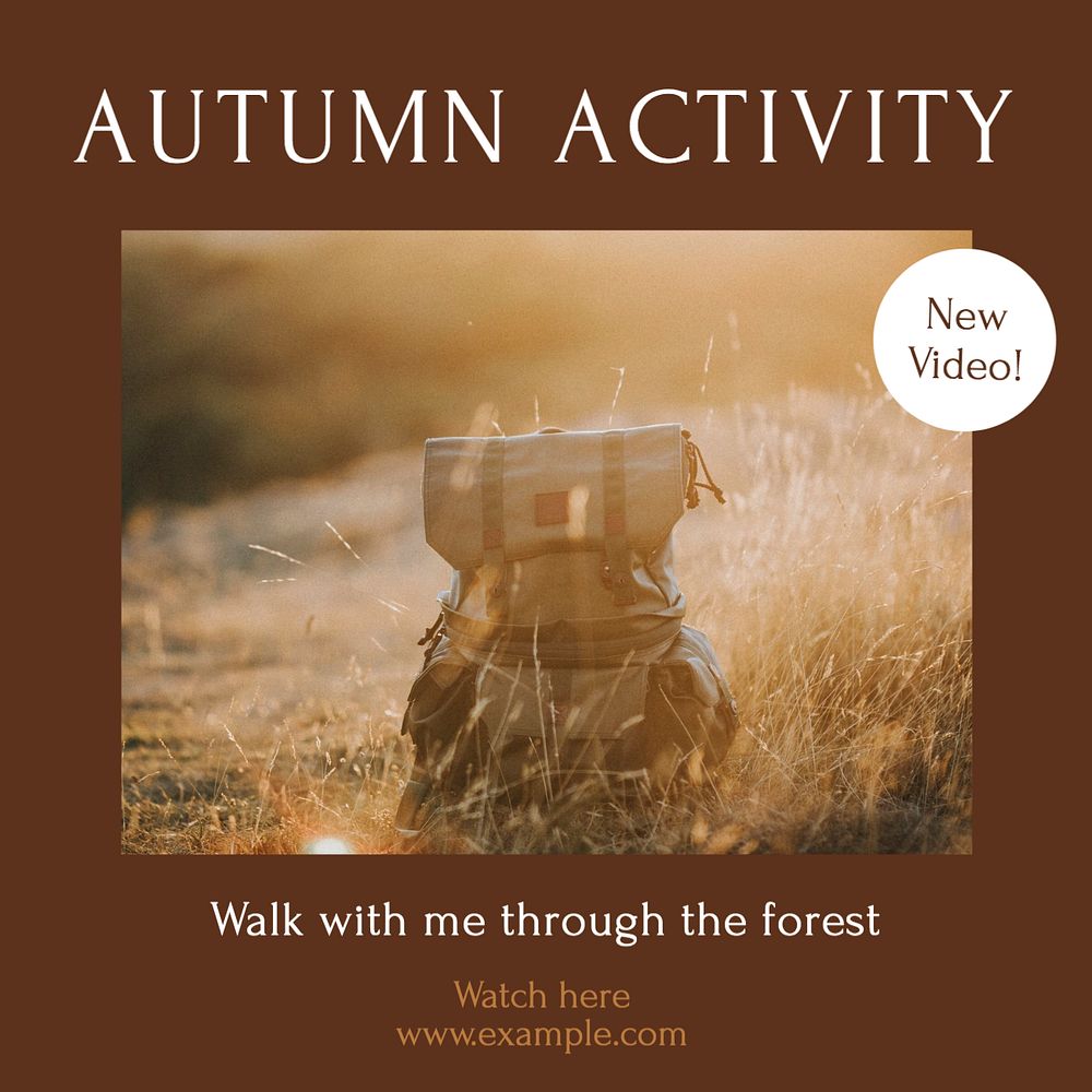 Autumn forest walk Instagram post template, editable text