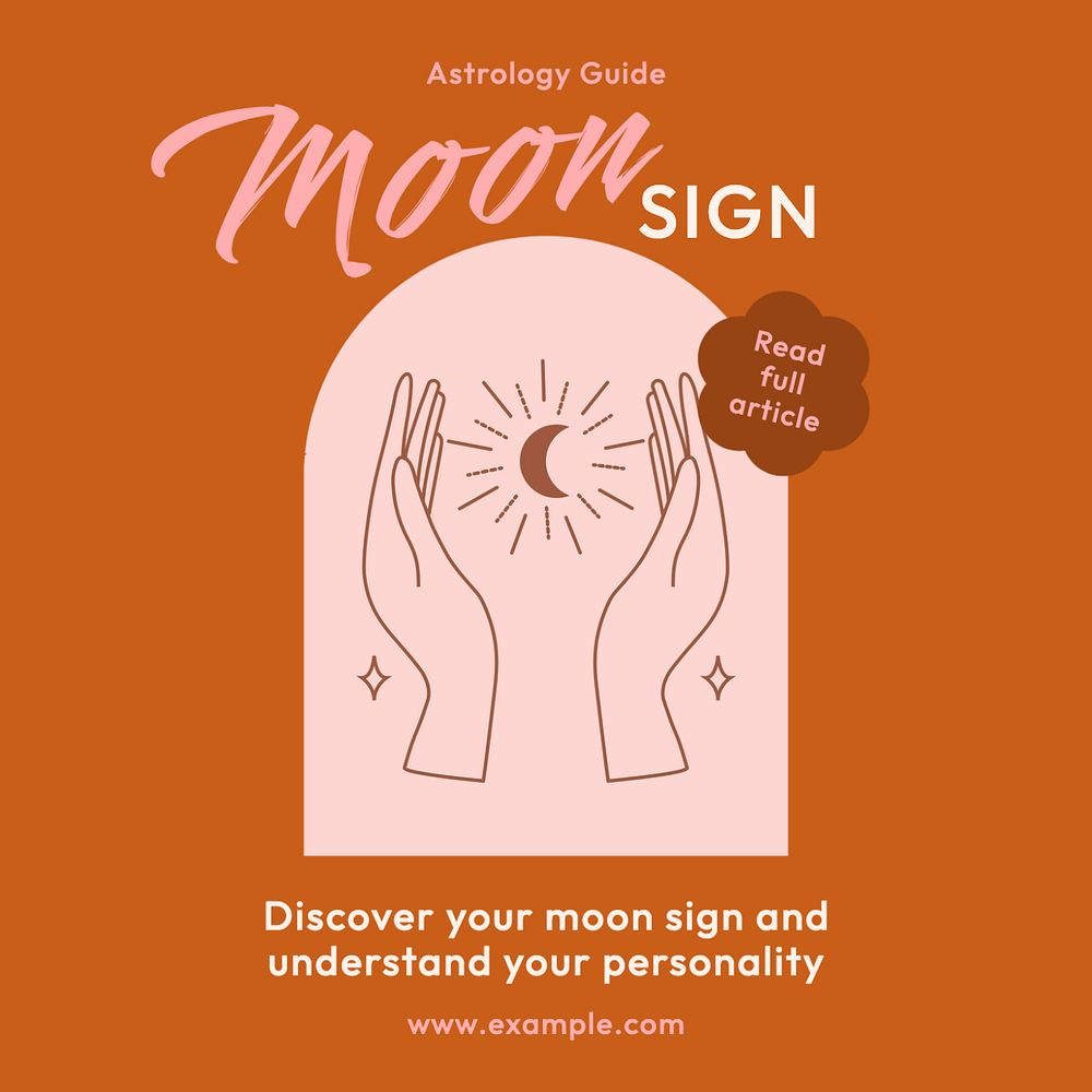 Moon astrology Instagram post template, editable text