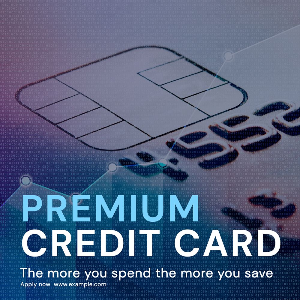 Premium credit card Instagram post template, editable text