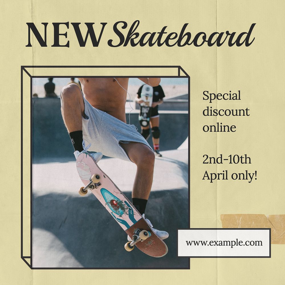 New skateboard Instagram post template, editable text