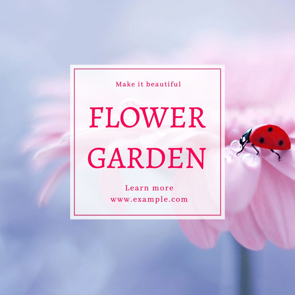 Flower garden Instagram post template, editable text