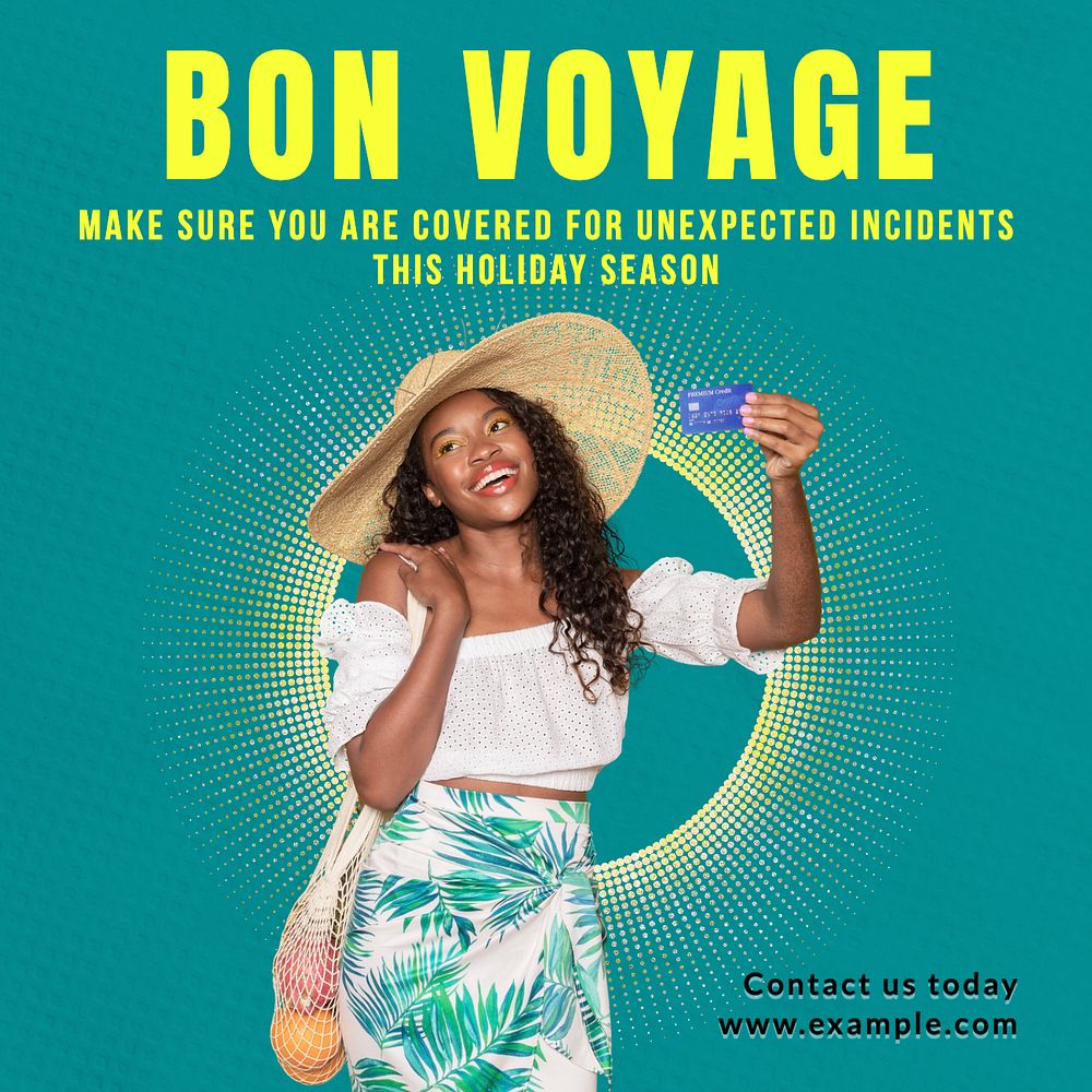 Bon voyage Instagram post template, editable text