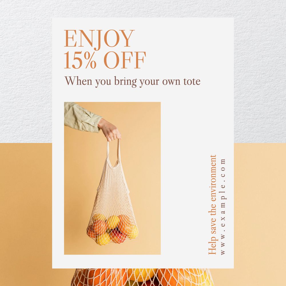 Discount & shopping bag Instagram post template, editable text