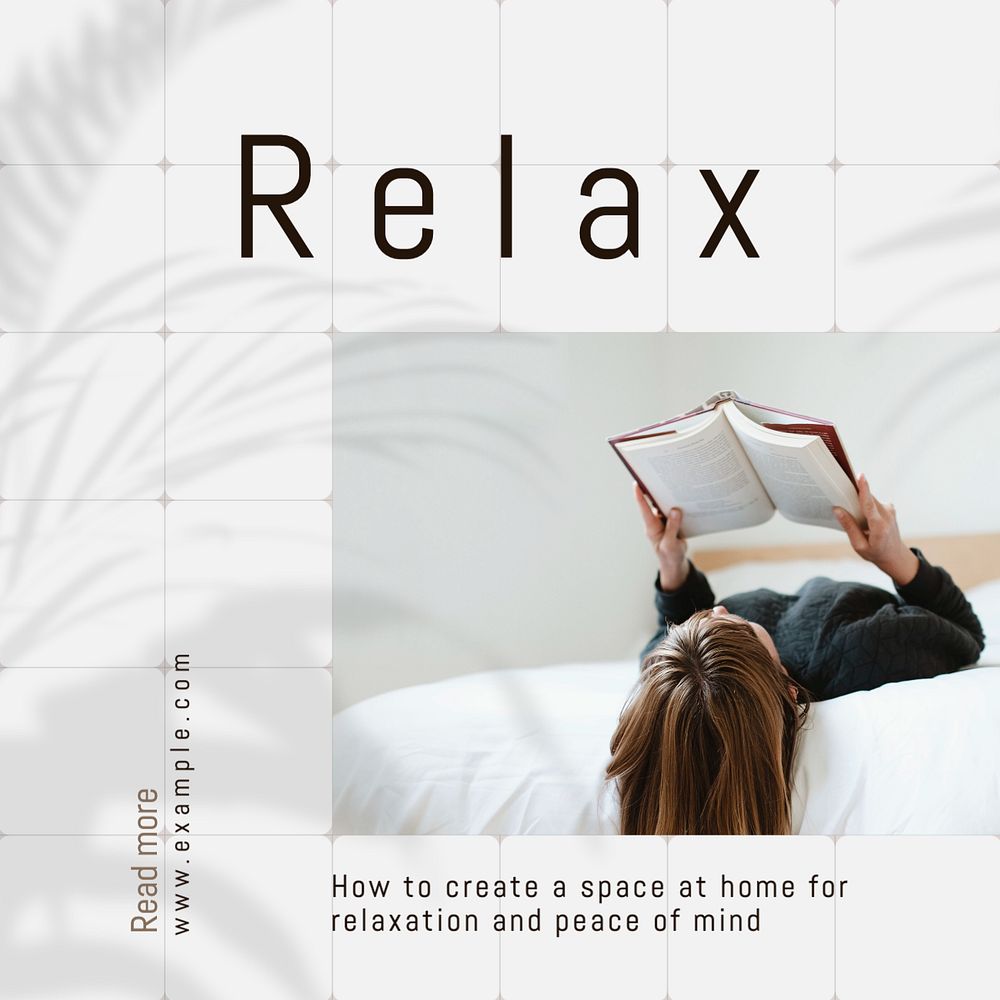 Relax at home Instagram post template, editable text