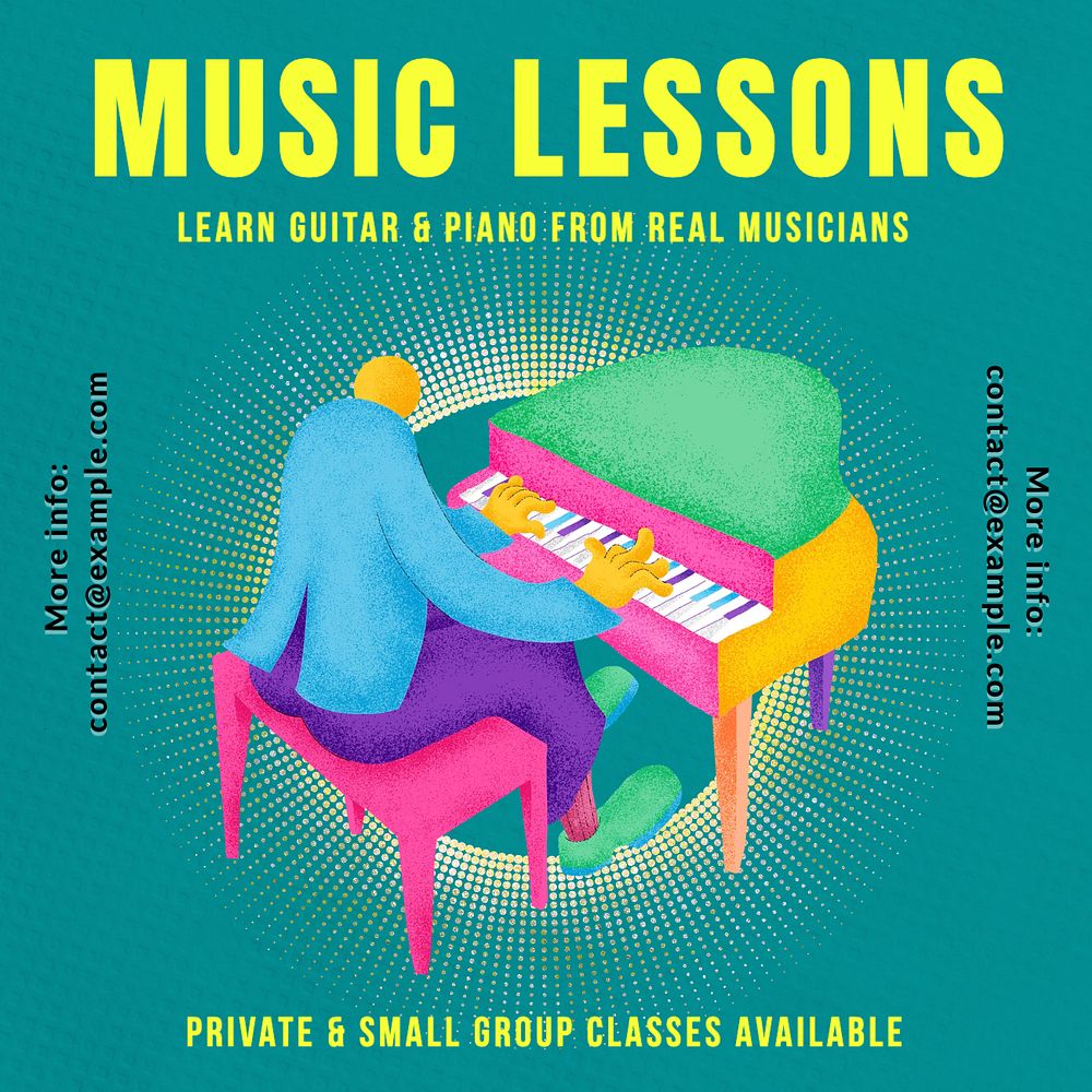 Music lessons Instagram post template, editable text