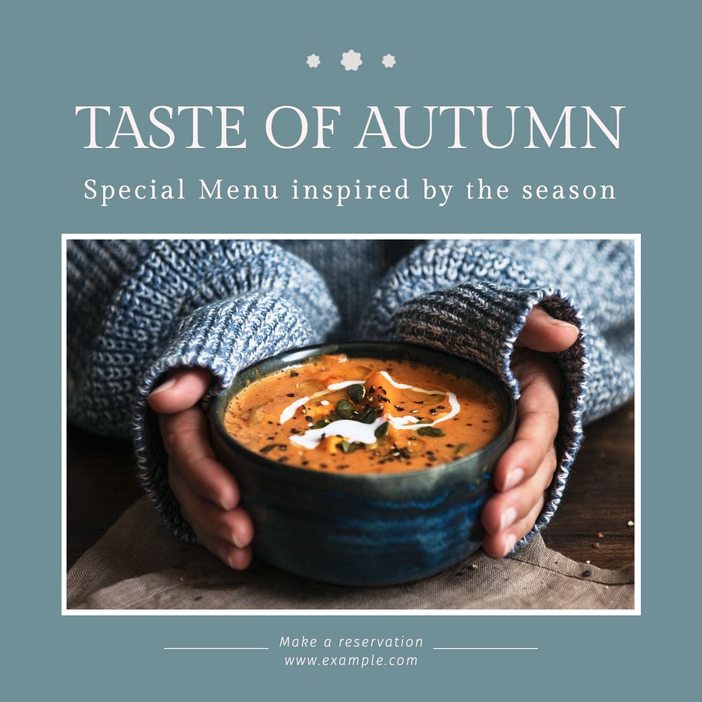 Autumn menu Instagram post template, editable text