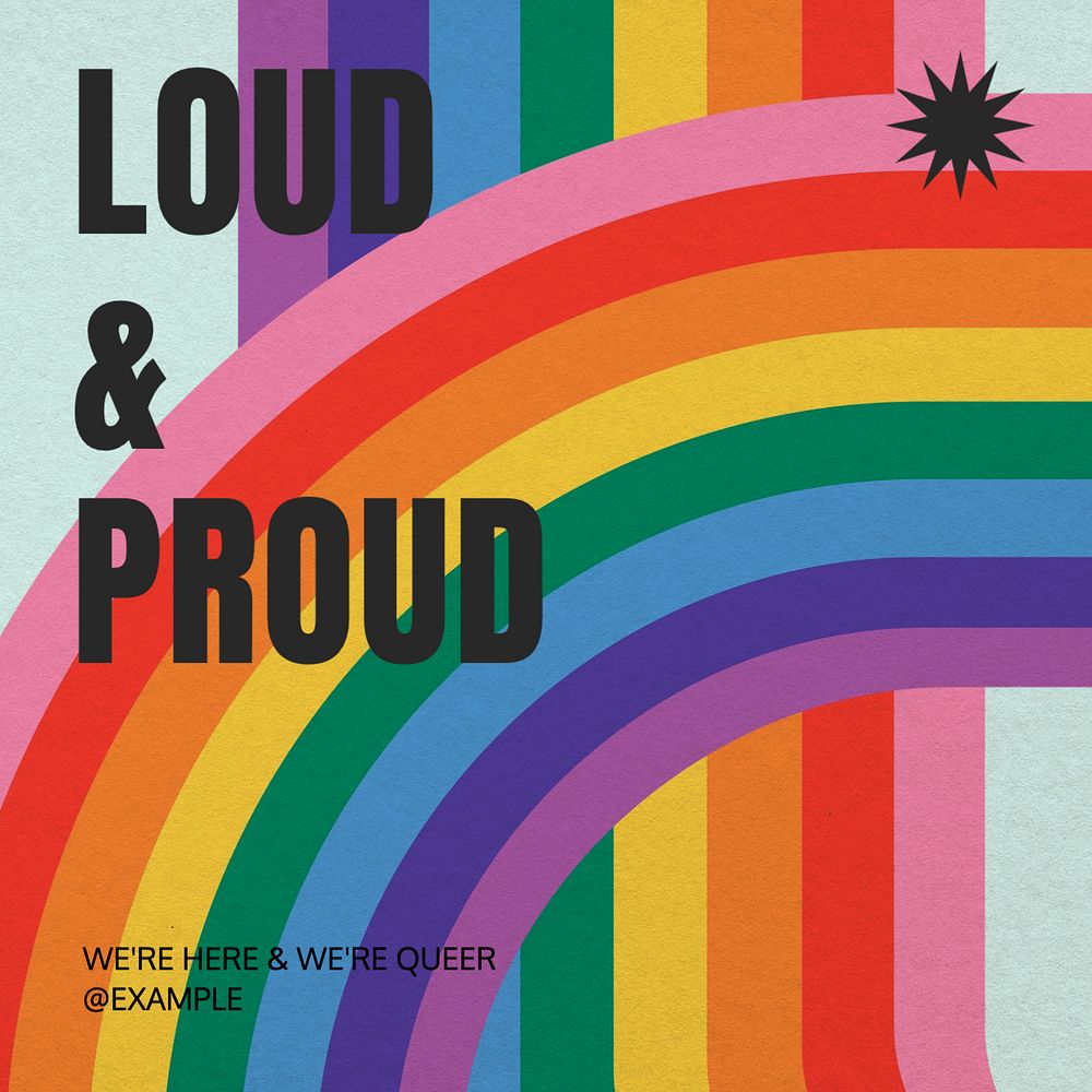 Loud & proud Instagram post template, editable text