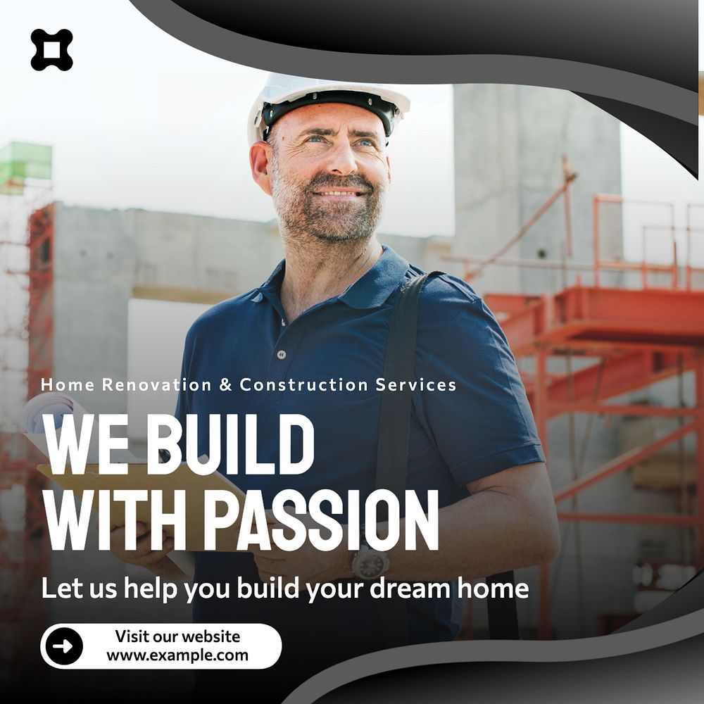 Renovation & construction Instagram post template, editable text