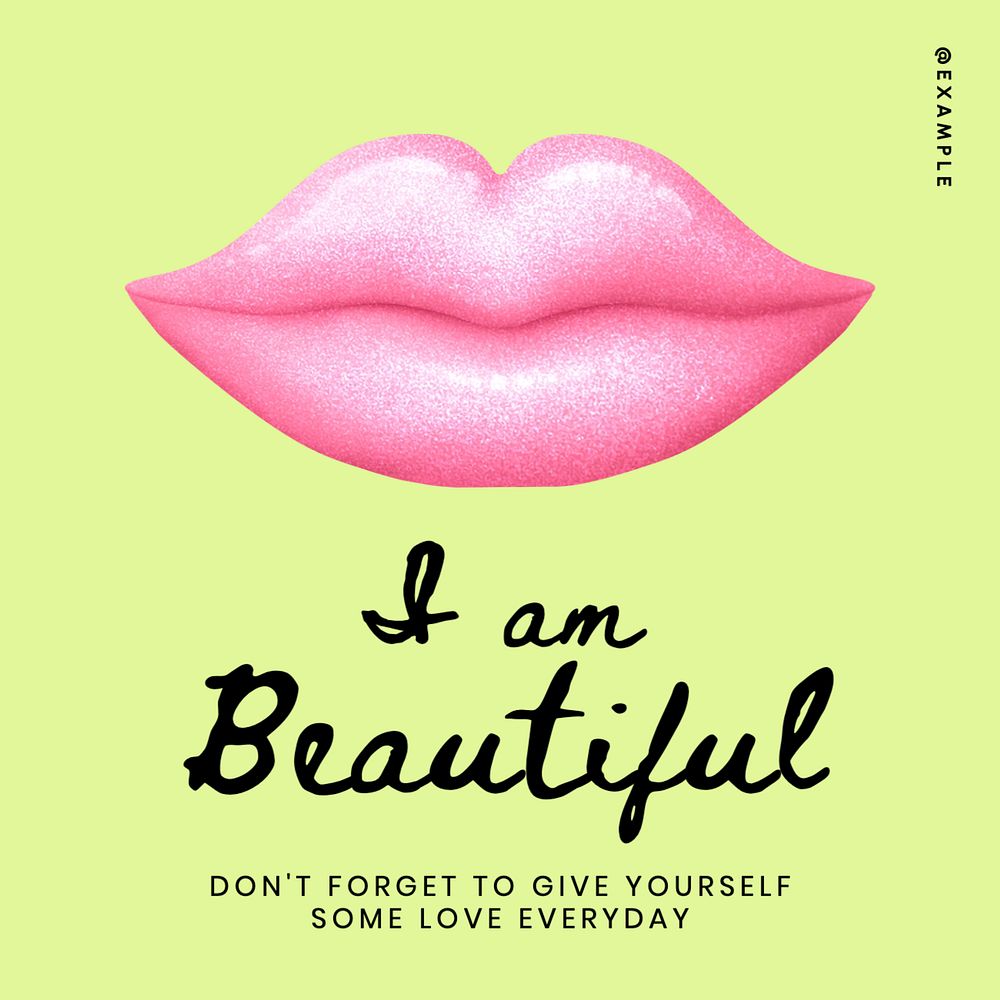 Self affirmation Instagram post template, editable text