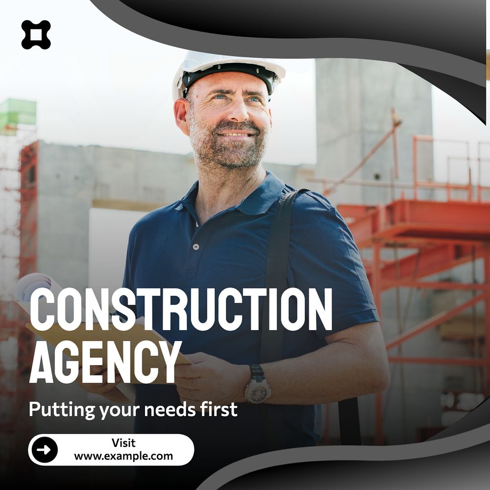 Construction agency Instagram post template, editable text