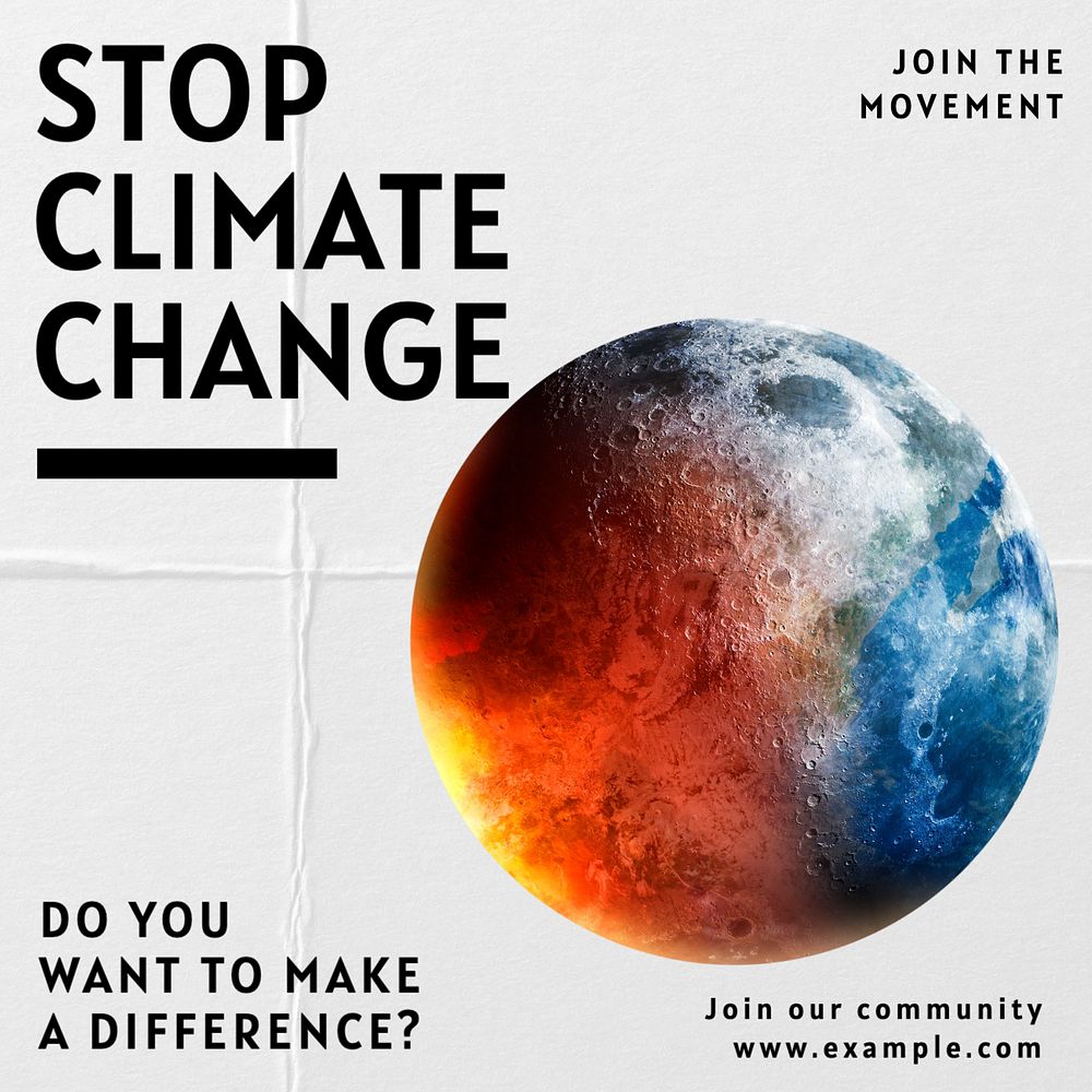 Stop climate change  Instagram post template, editable text