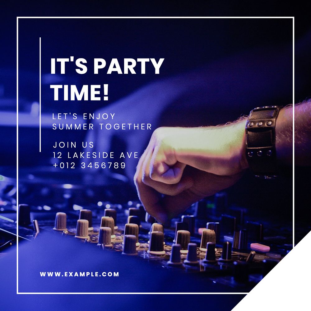 Party time  Instagram post template, editable text