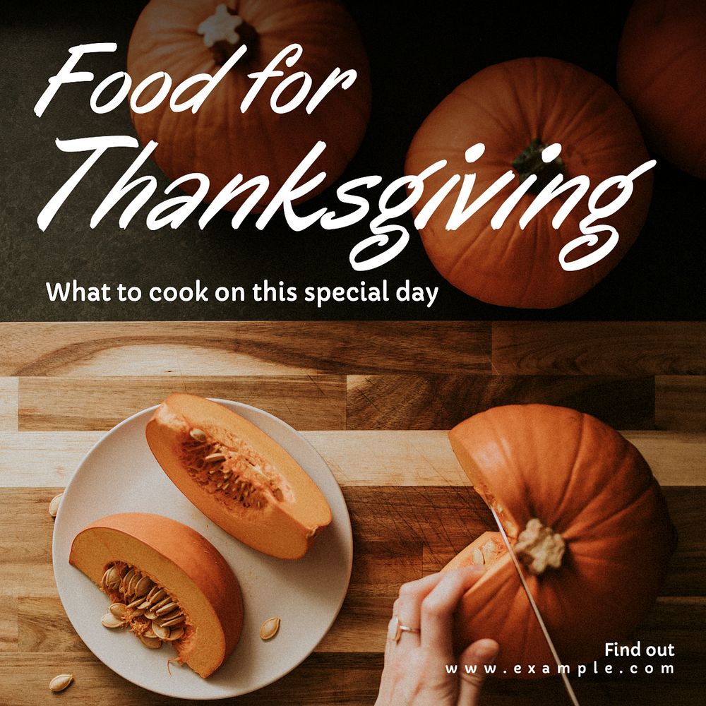 Thanksgiving food Instagram post template, editable text