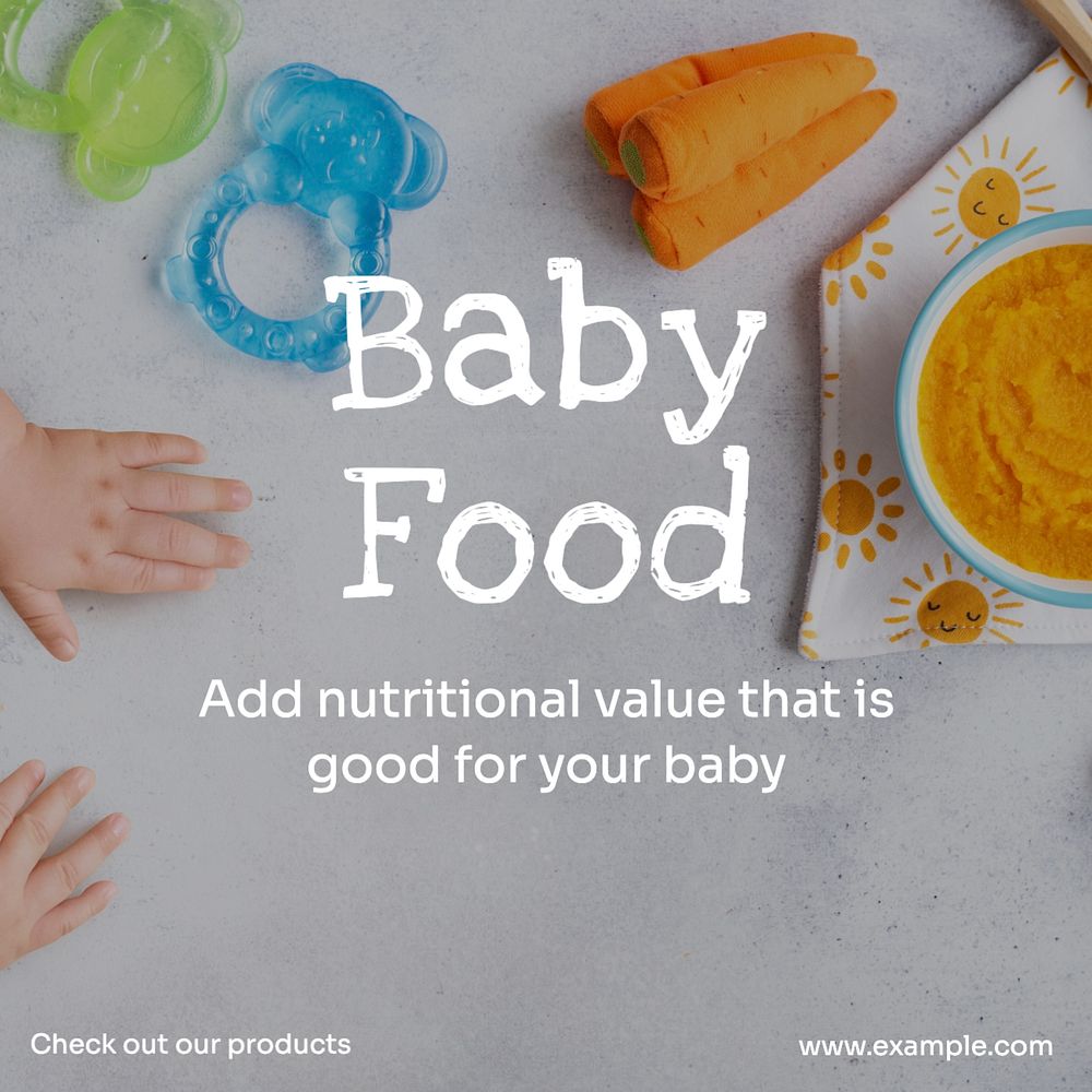 Baby food  Instagram post template, editable text