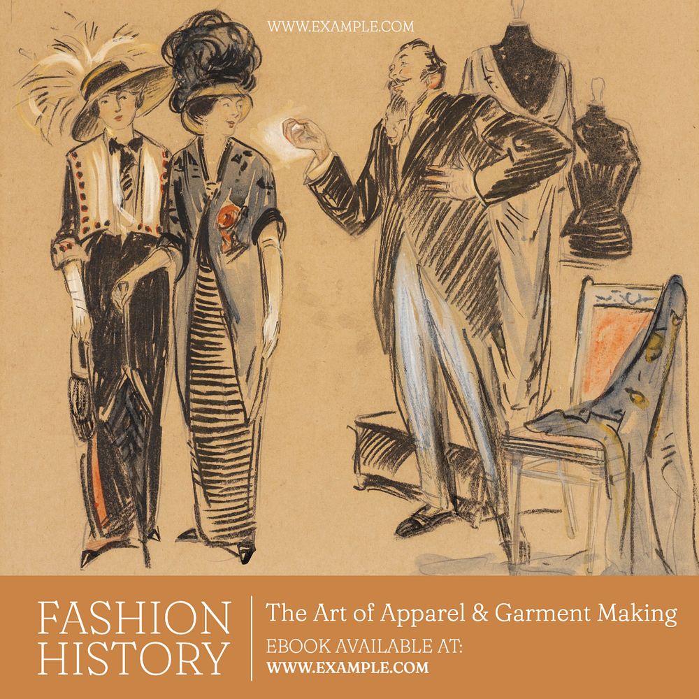 Fashion history Instagram post template, editable text