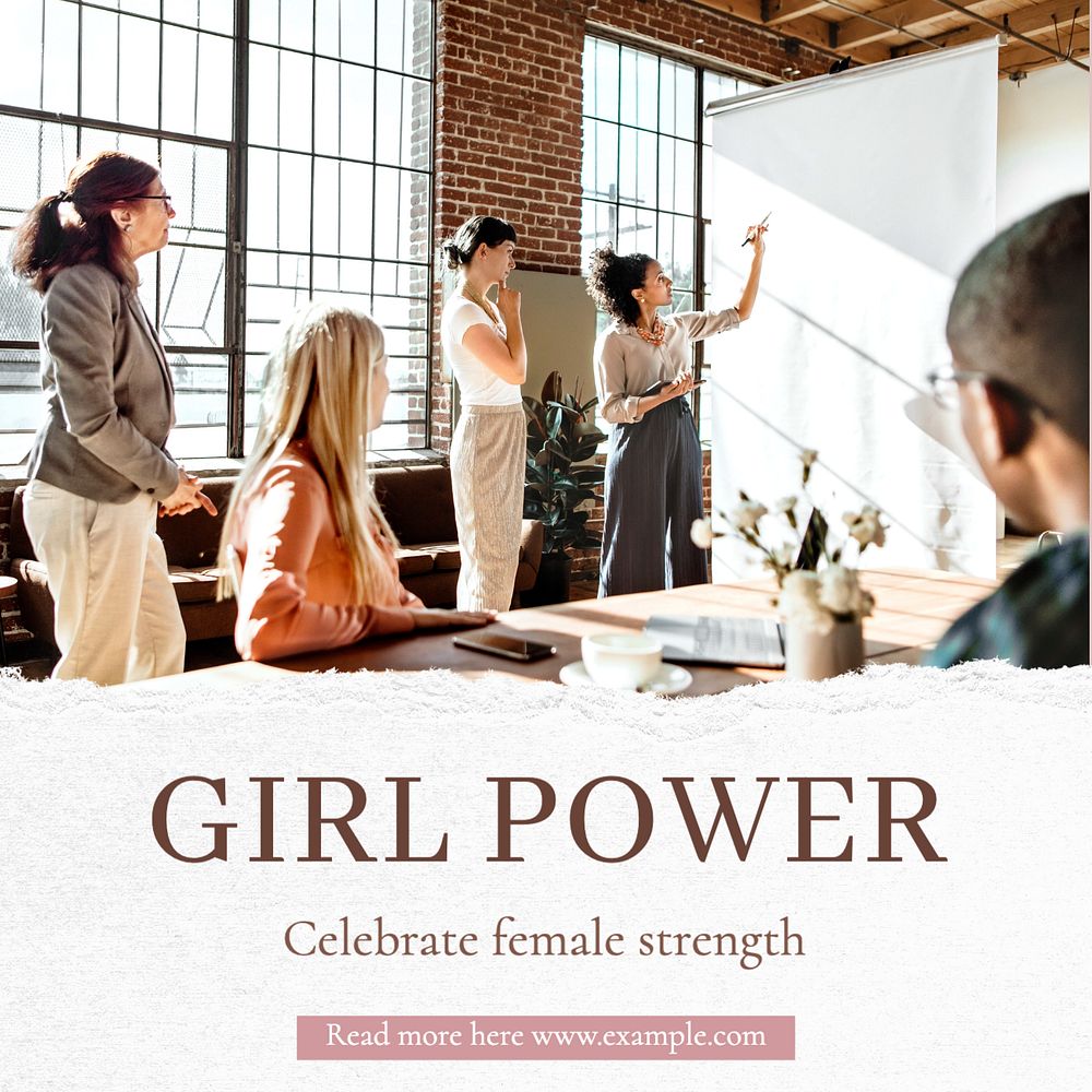 Girl power Instagram post template, editable text