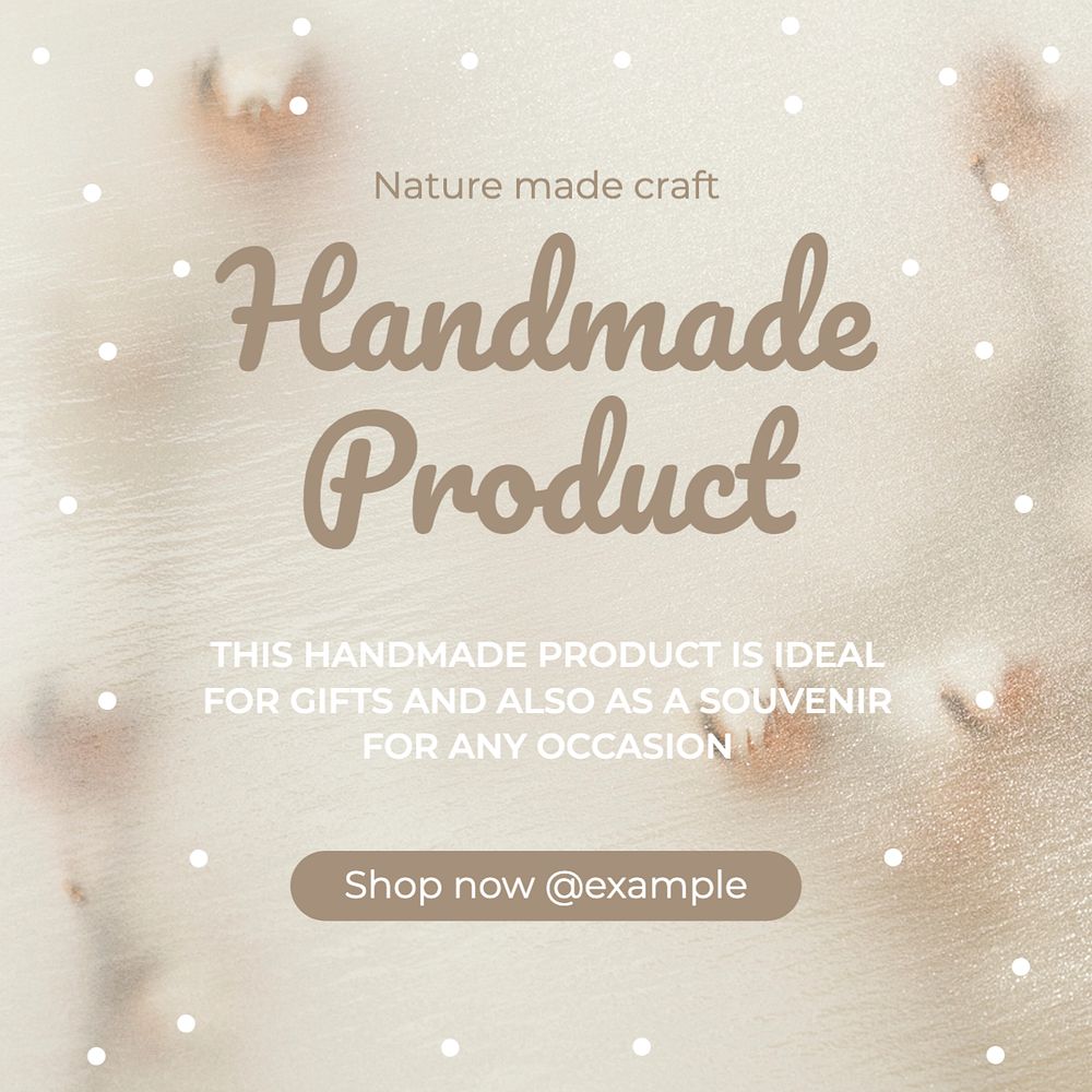 Nature handmade product Instagram post template, editable text