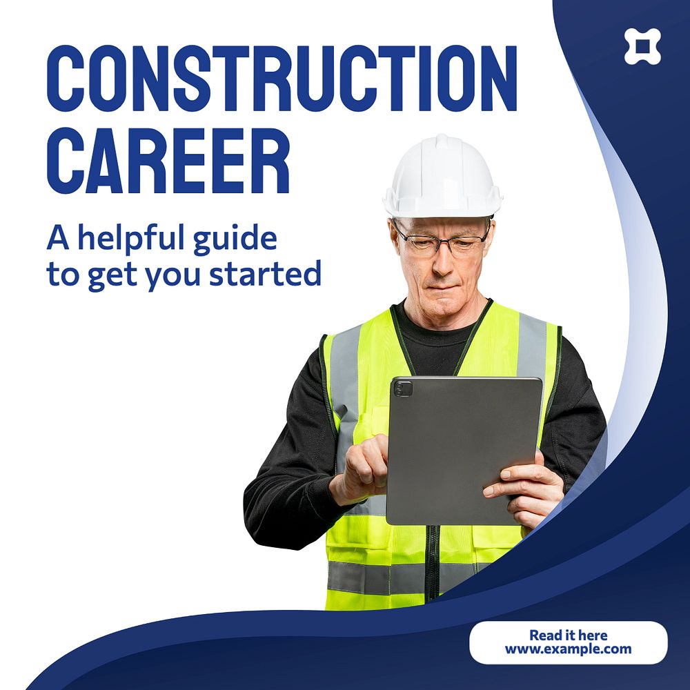 Construction career Instagram post template, editable text