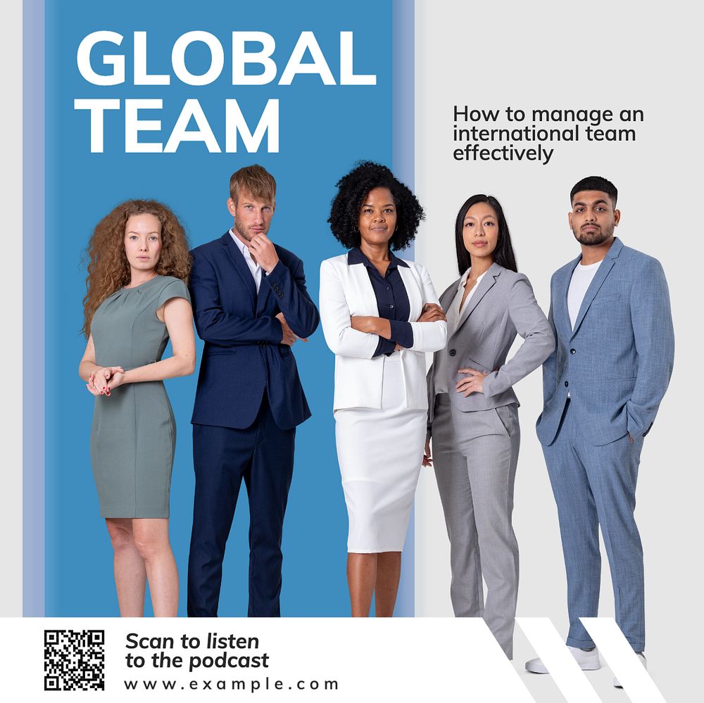 Global team  Instagram post template, editable text