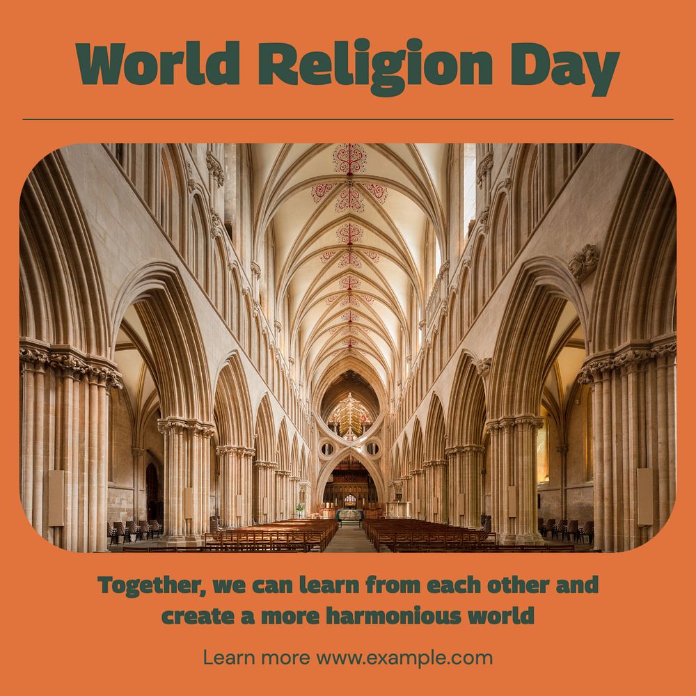 World religion day Instagram post template, editable text