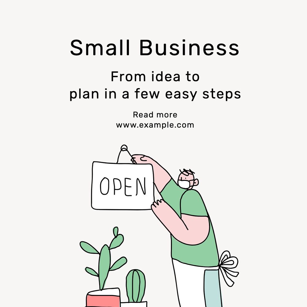 Small business  Instagram post template, editable text