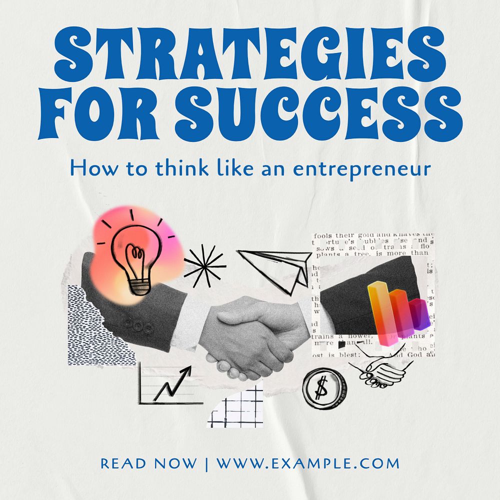 Strategies for success Instagram post template, editable text