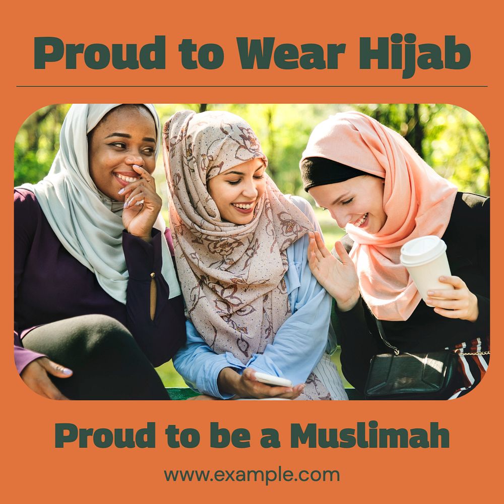 Hijab Instagram post template, editable text