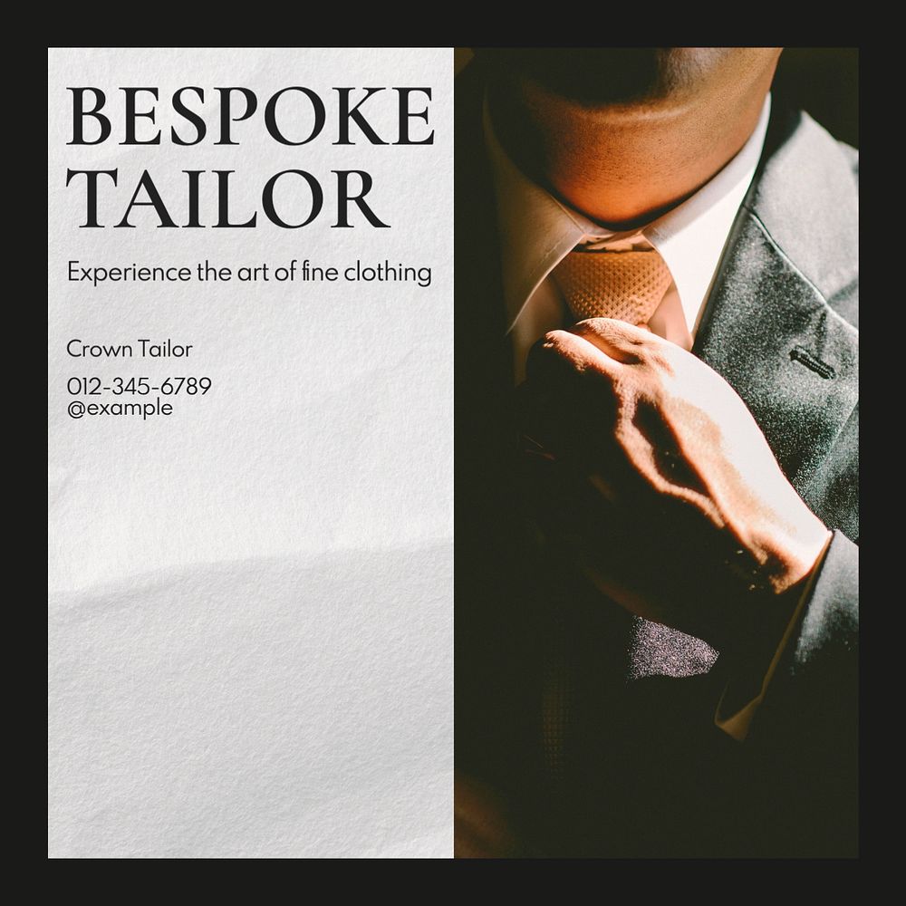 Bespoke tailor & clothing Instagram post template, editable text