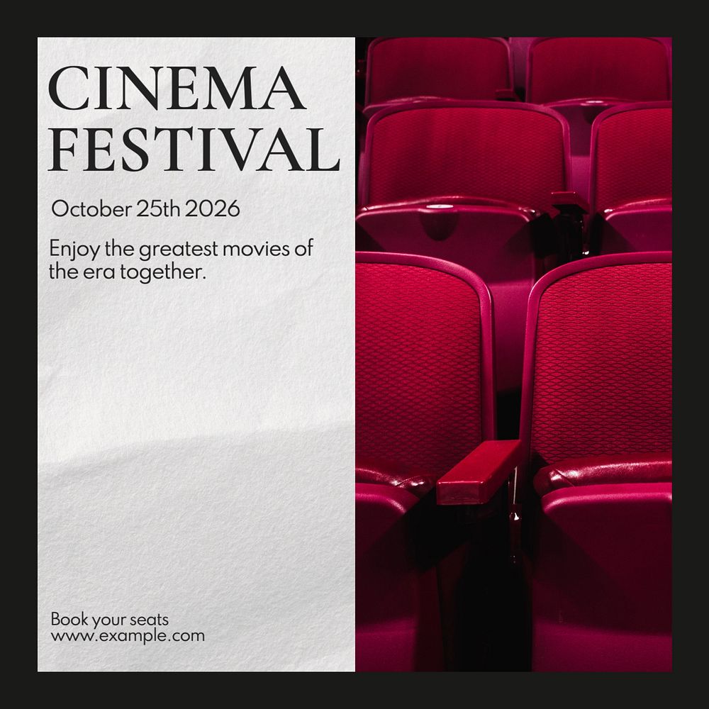 Cinema festival Instagram post template, editable text