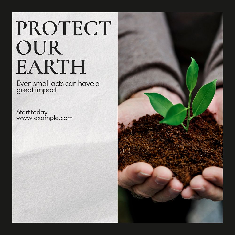 Protect our Earth Instagram post template, editable text