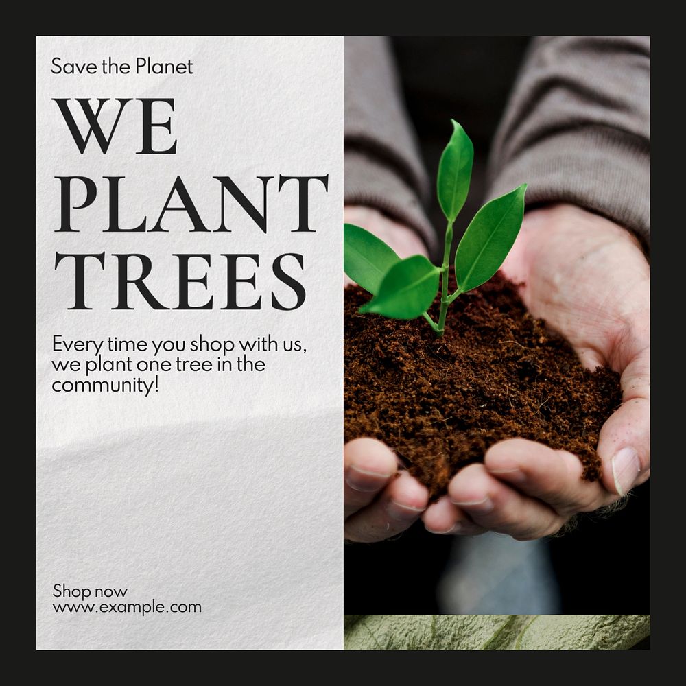 Plant a tree Instagram post template, editable text