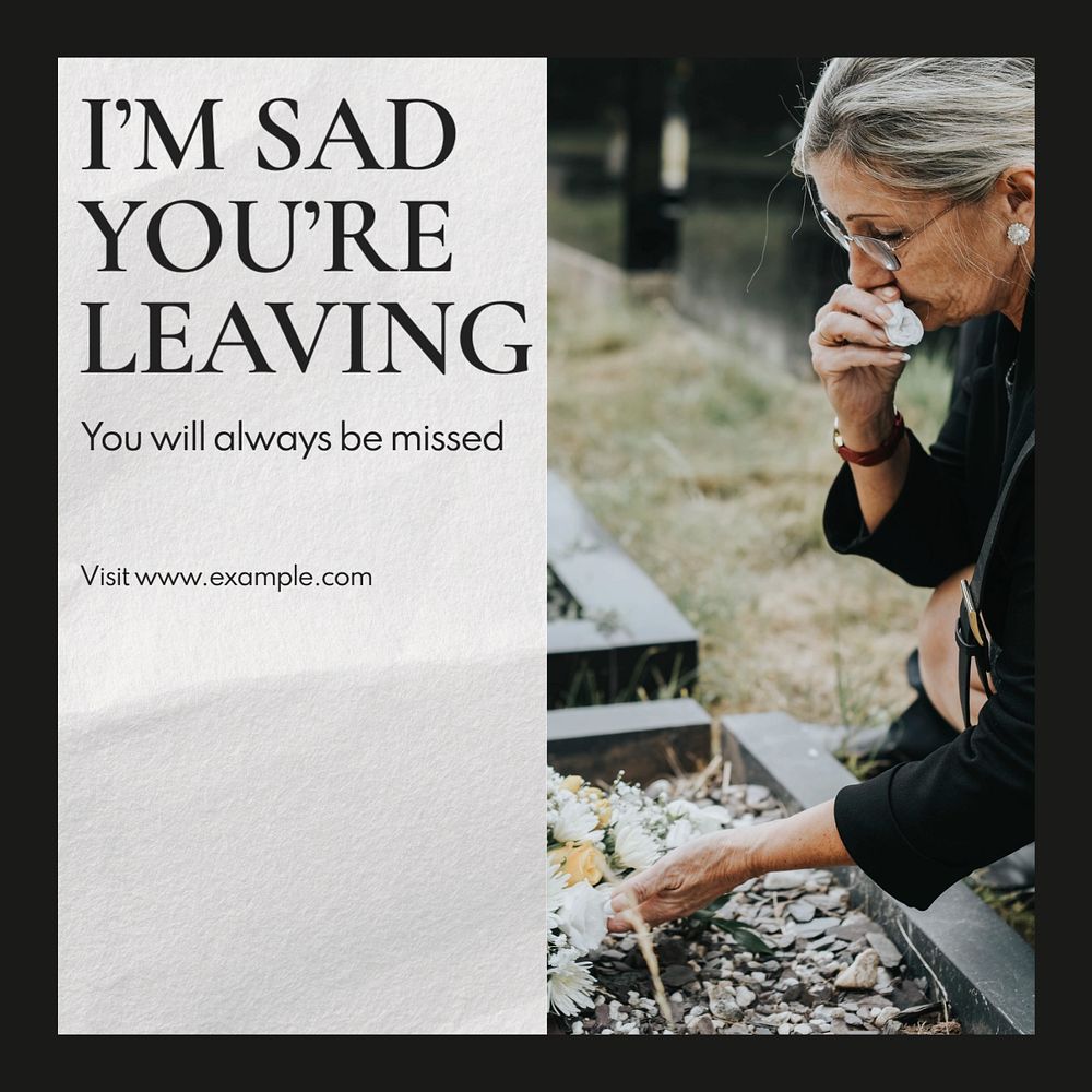 Farewell Instagram post template, editable text