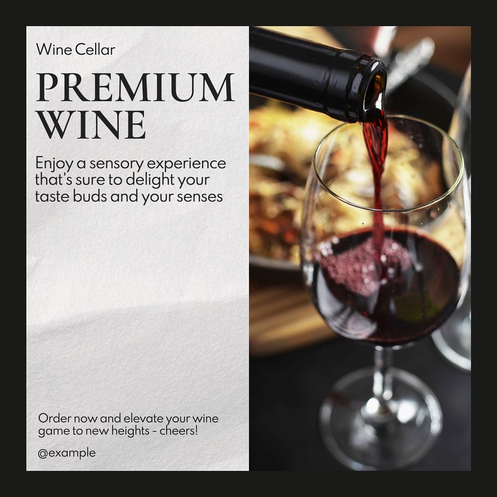 Wine Instagram post template, editable text