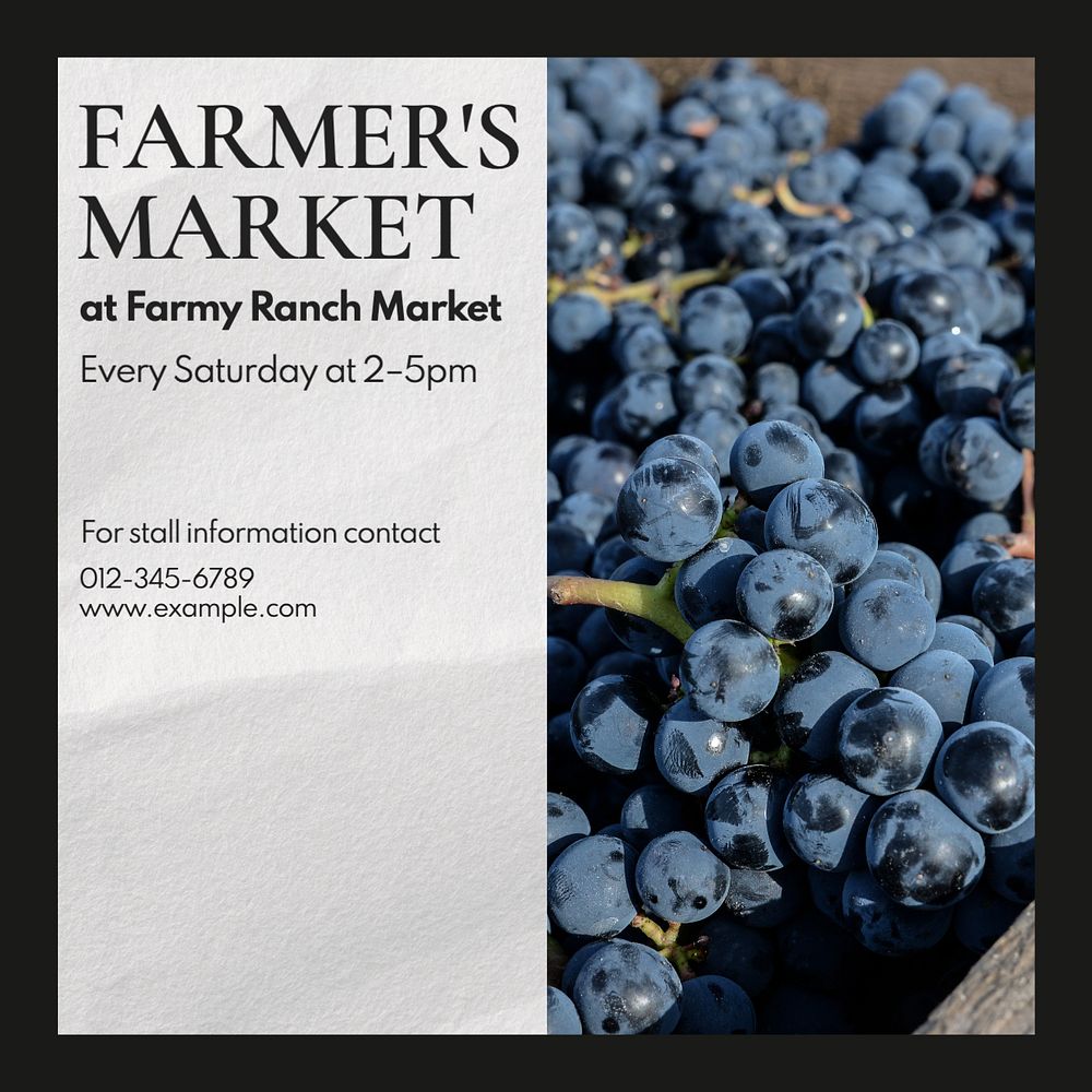 Farmer's market Instagram post template, editable text