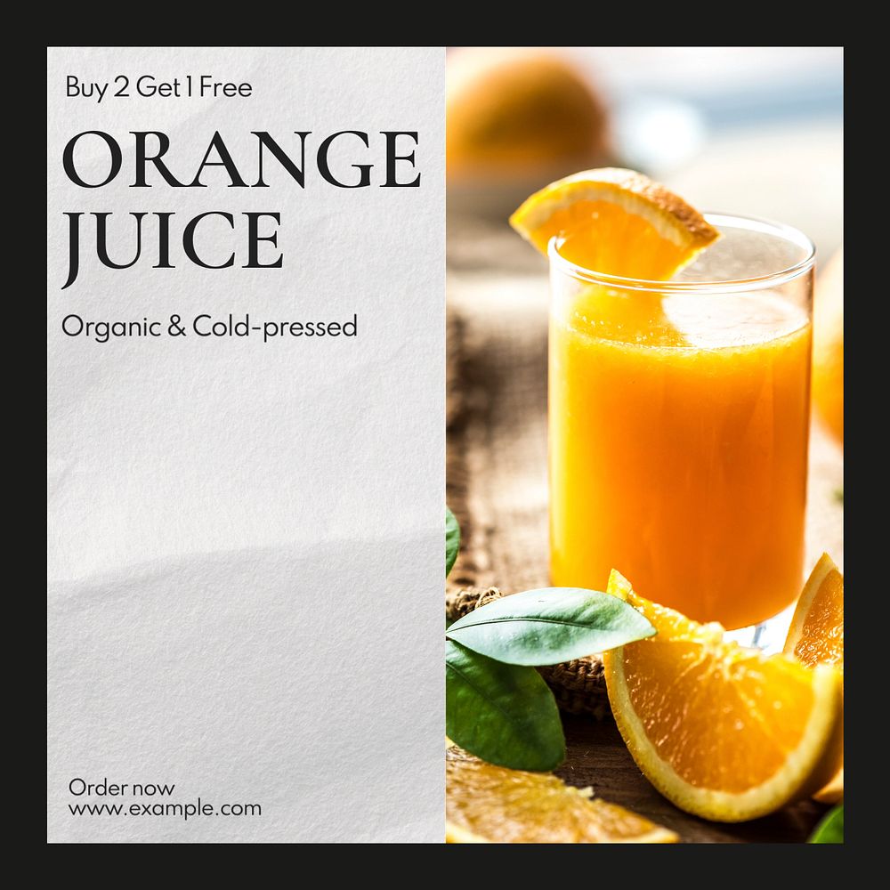 Orange juice Instagram post template, editable text