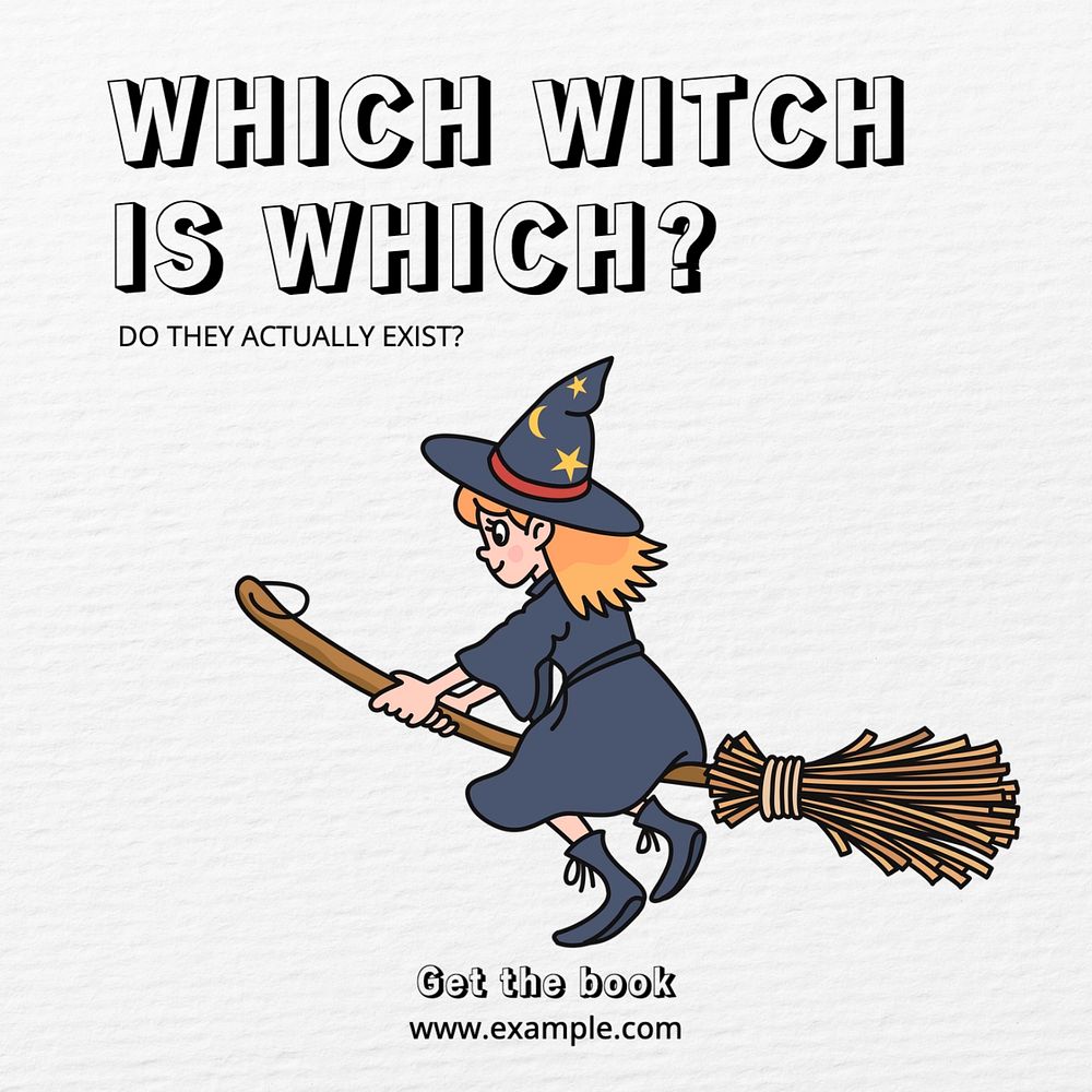 Witches Instagram post template, editable text