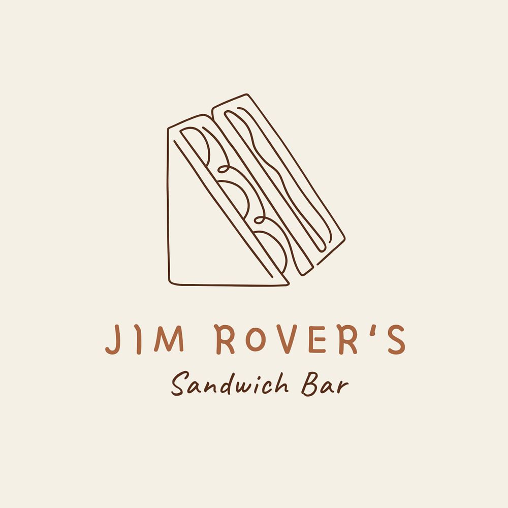 Sandwich bar editable logo, minimal line art design