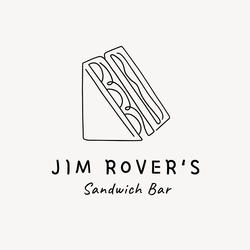 Sandwich bar editable logo, minimal line art design