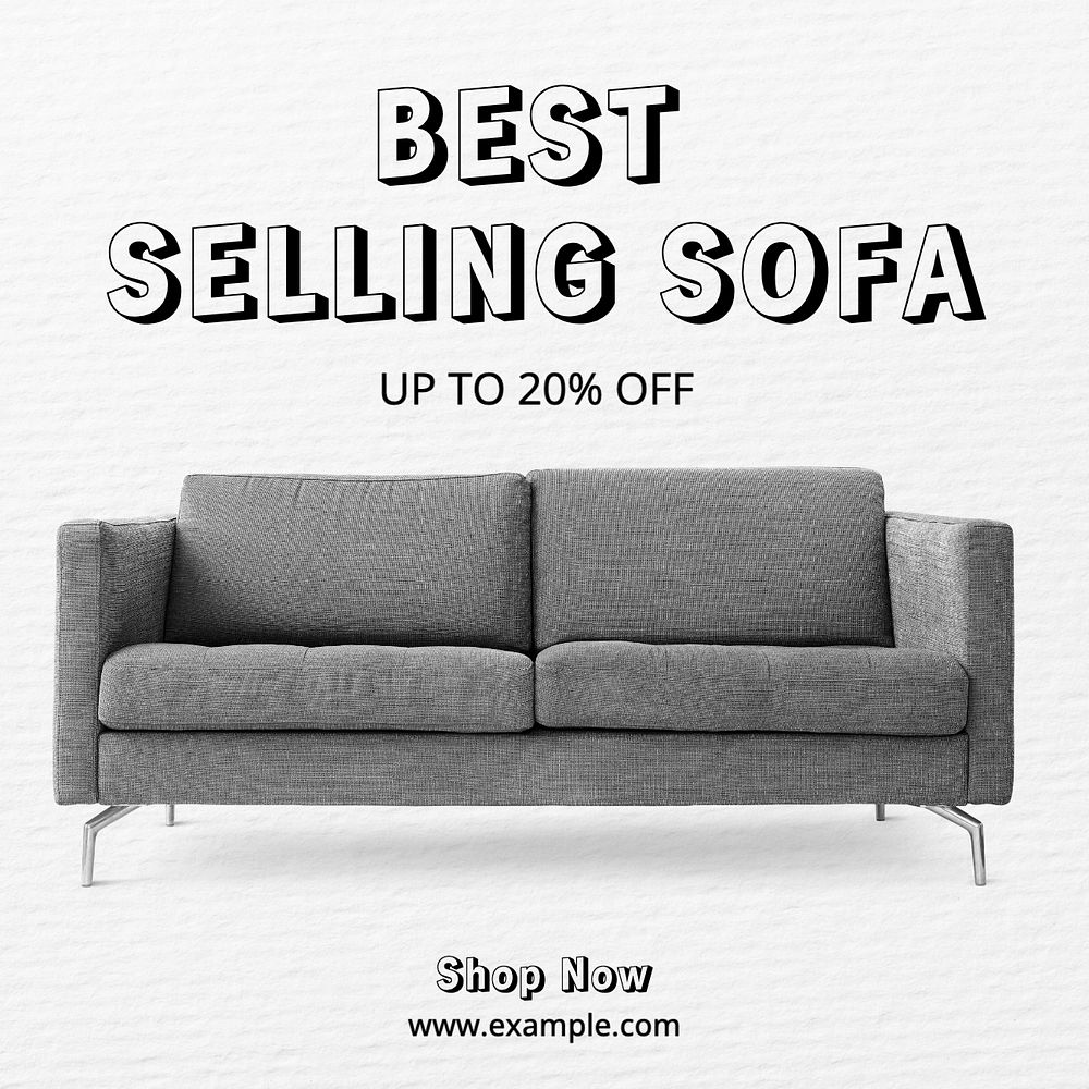 Best selling sofa Instagram post template, editable text