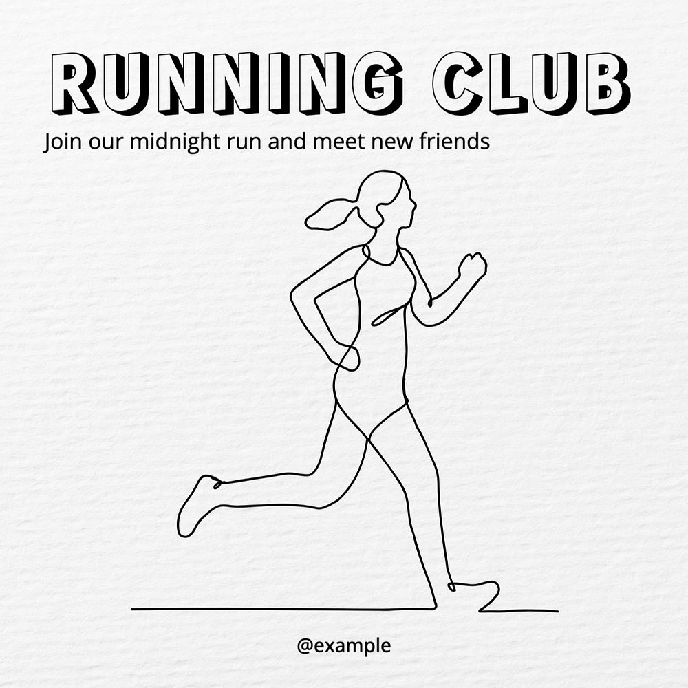 Running club Instagram post template, editable text